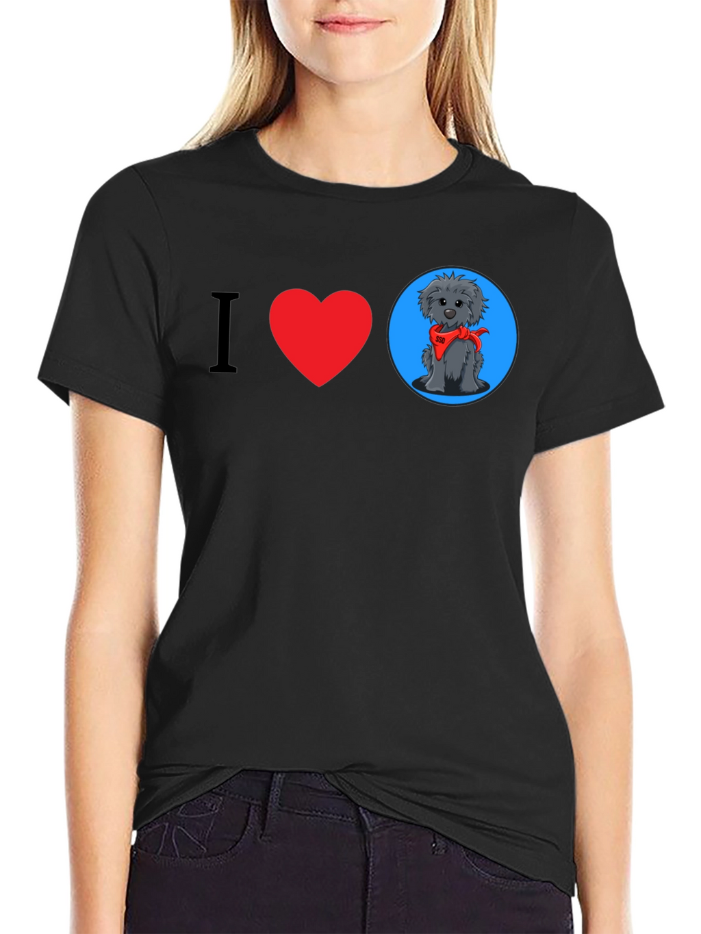 I Heart Dogs Graphic Tee - Black Cotton T-Shirt