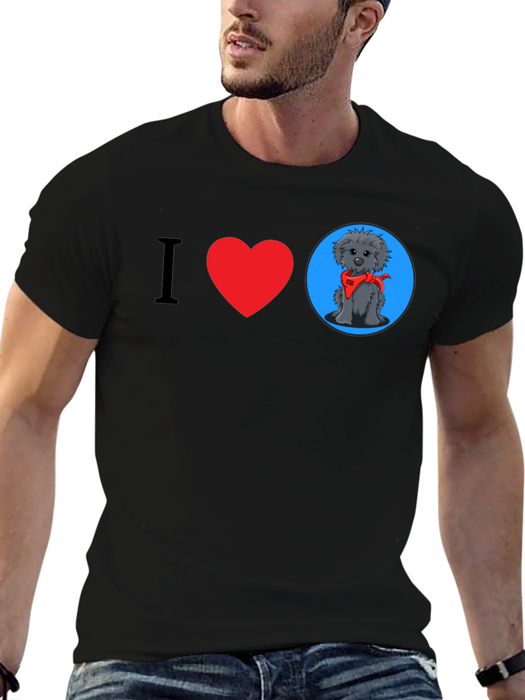 I Heart Dogs Graphic Tee - Black Cotton T-Shirt