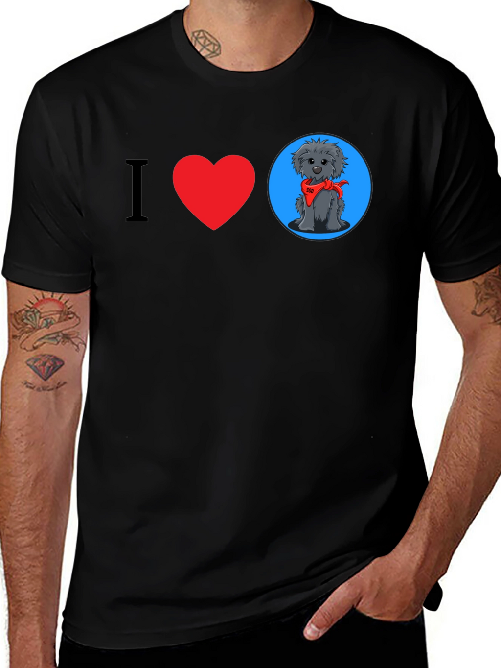 I Heart Dogs Graphic Tee - Black Cotton T-Shirt