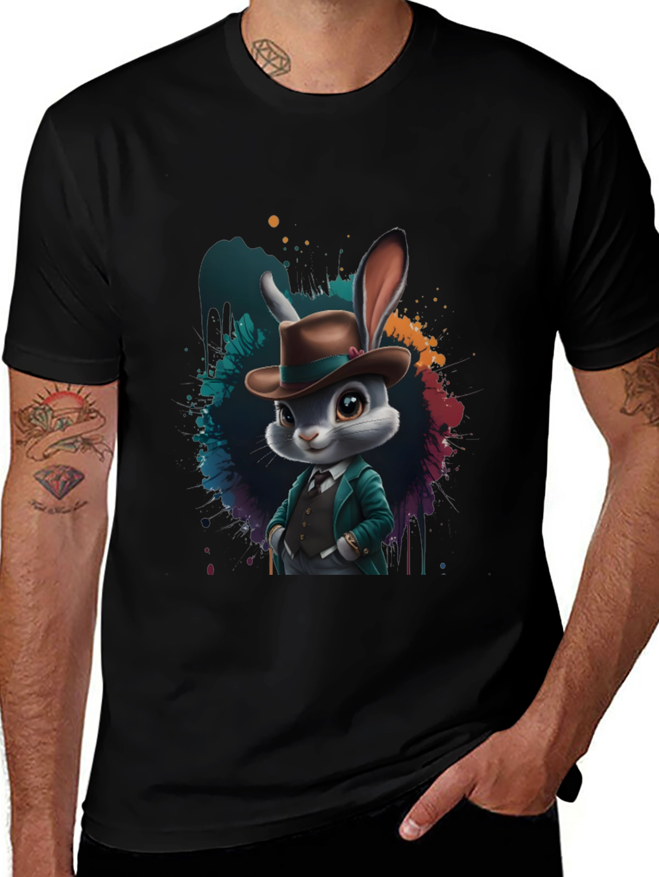 Dapper Rabbit T-Shirt - Stylish Animal Graphic Tee