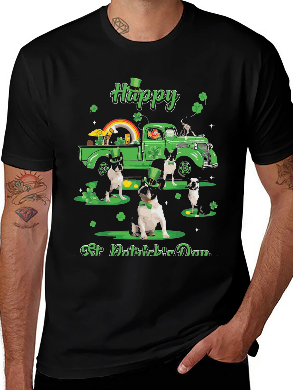 St. Patricks Day Boston Terrier Truck T-Shirt