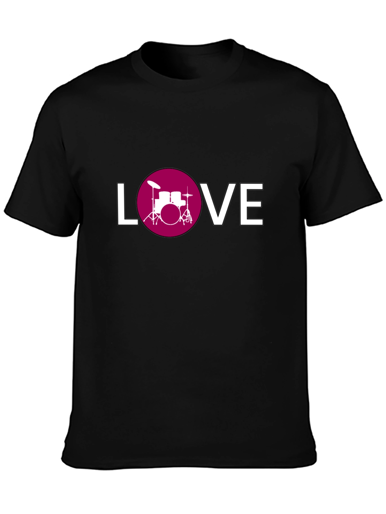 Drum Kit Love Graphic Tee - Black Cotton T-Shirt