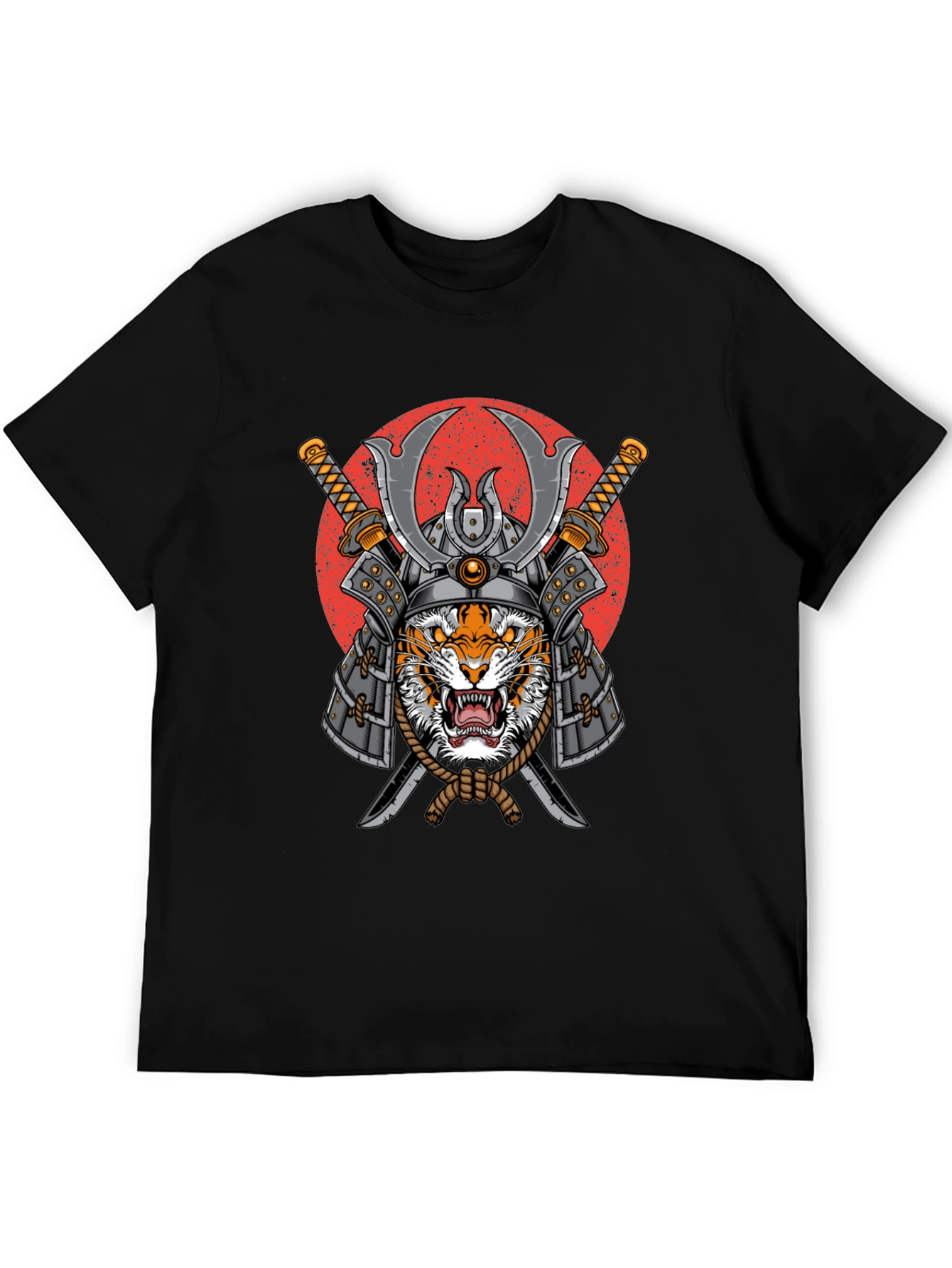 Samurai Tiger Graphic T-Shirt - Mens Black Tee
