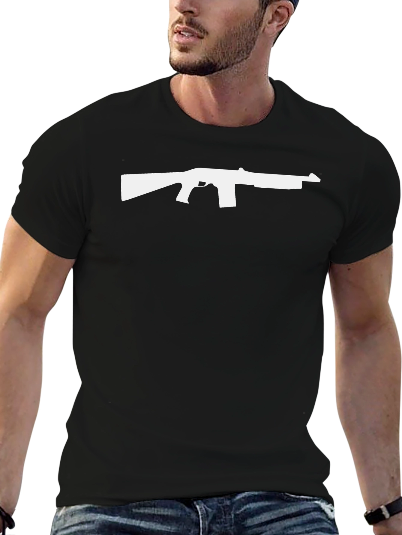 Gun Silhouette Graphic Tee - Bold Design Classic Fit