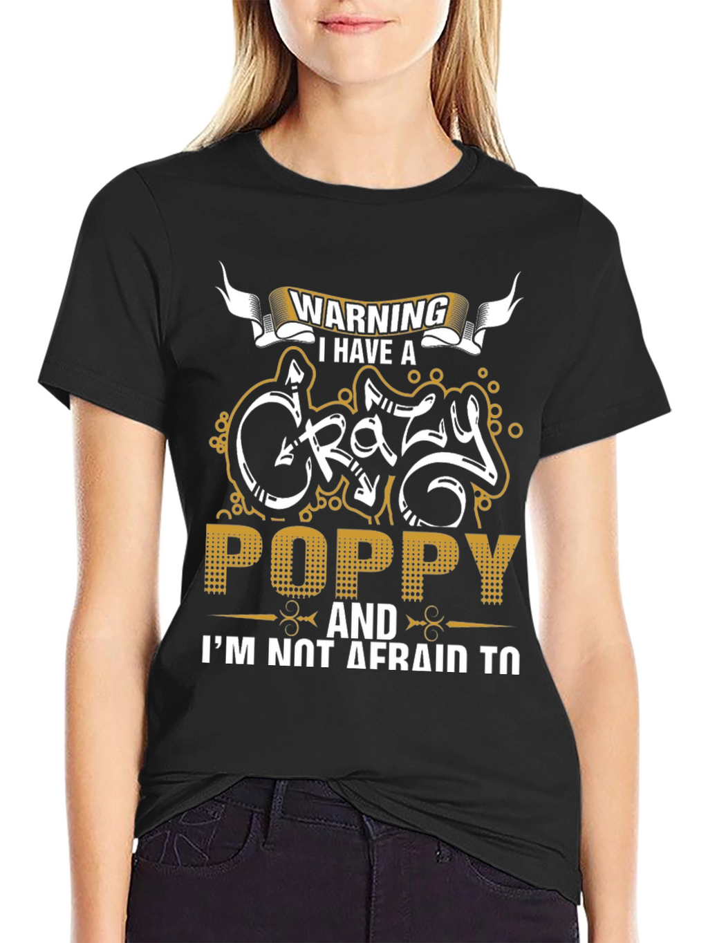 Warning Crazy Poppy Mens Black T-Shirt