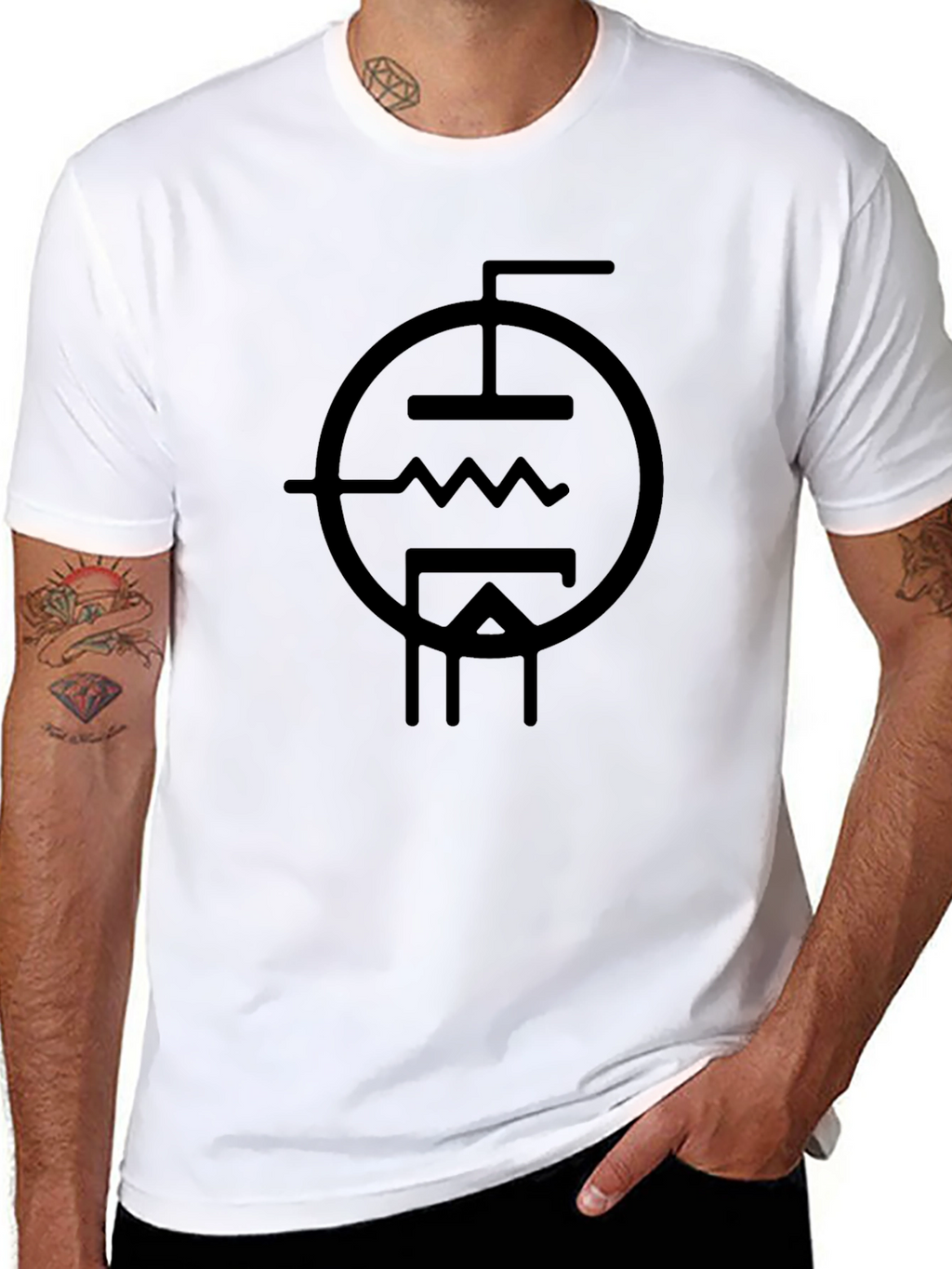 Black T-Shirt with Tube Schematic Graphic