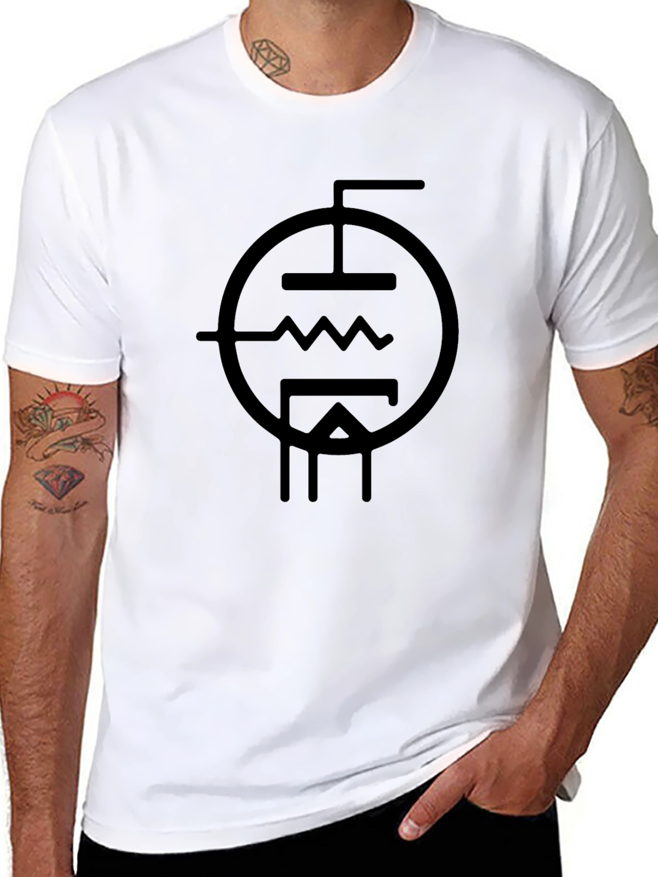 Black T-Shirt with Tube Schematic Graphic