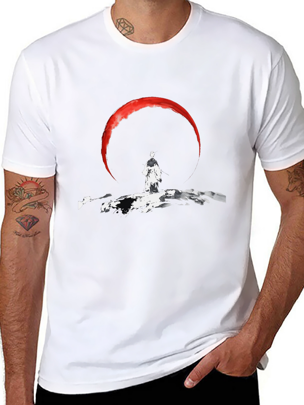 Samurai Moon Mens Graphic T-Shirt