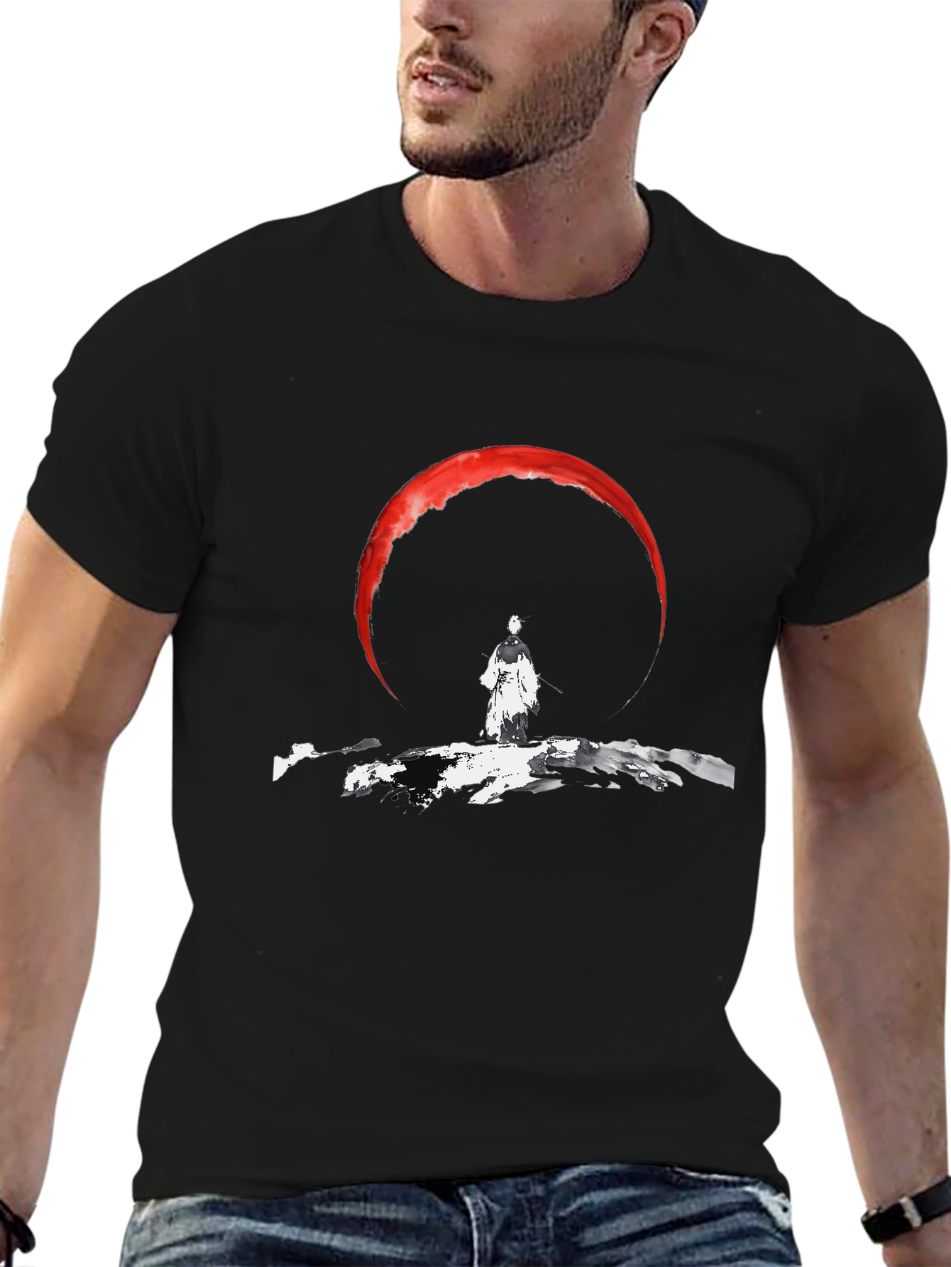 Samurai Moon Mens Graphic T-Shirt