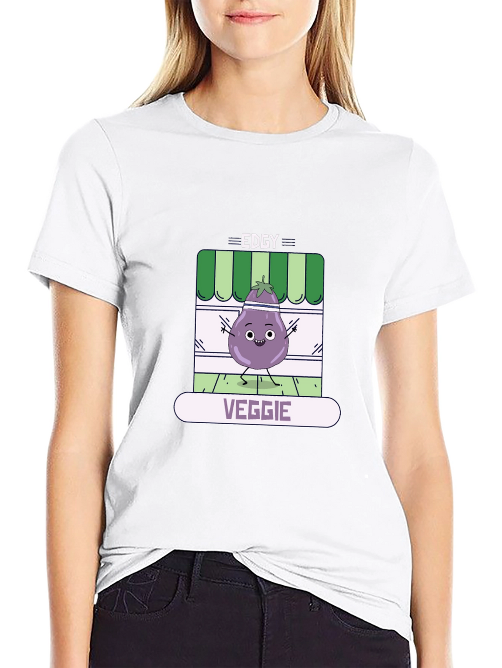 Edgy Veggie T-Shirt - Funny Eggplant Design