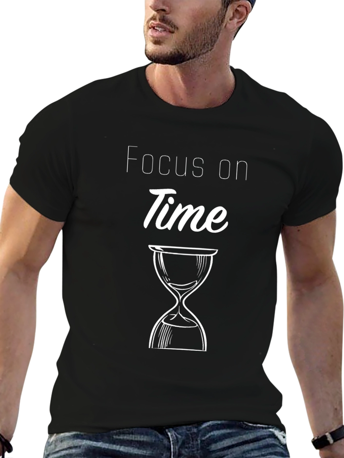 Focus on Time Black Graphic T-Shirt