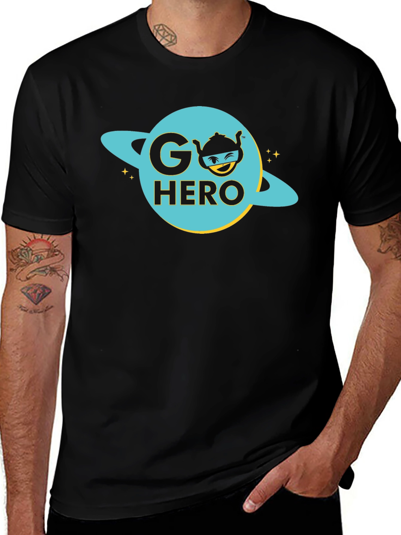 Go Hero Graphic Tee - Black Cotton T-Shirt