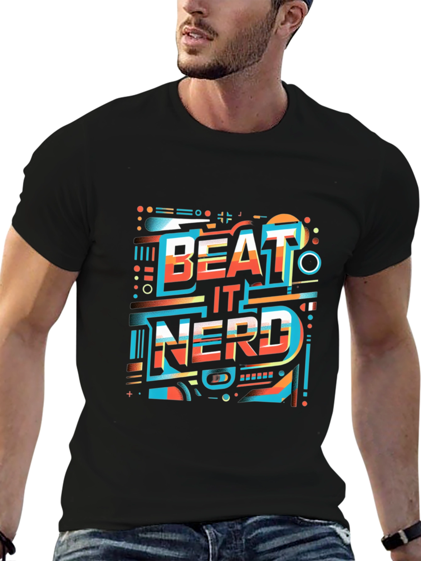 Beat It Nerd Graphic Tee - Stylish Black T-Shirt