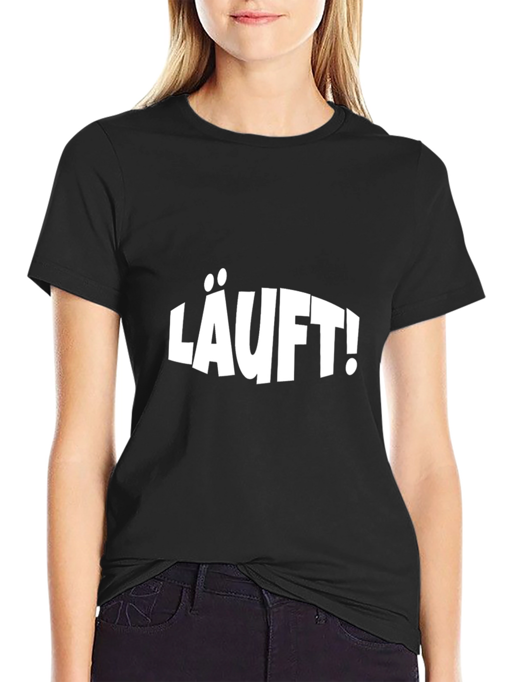 LÄUFT! Black Graphic Tee - German Phrase