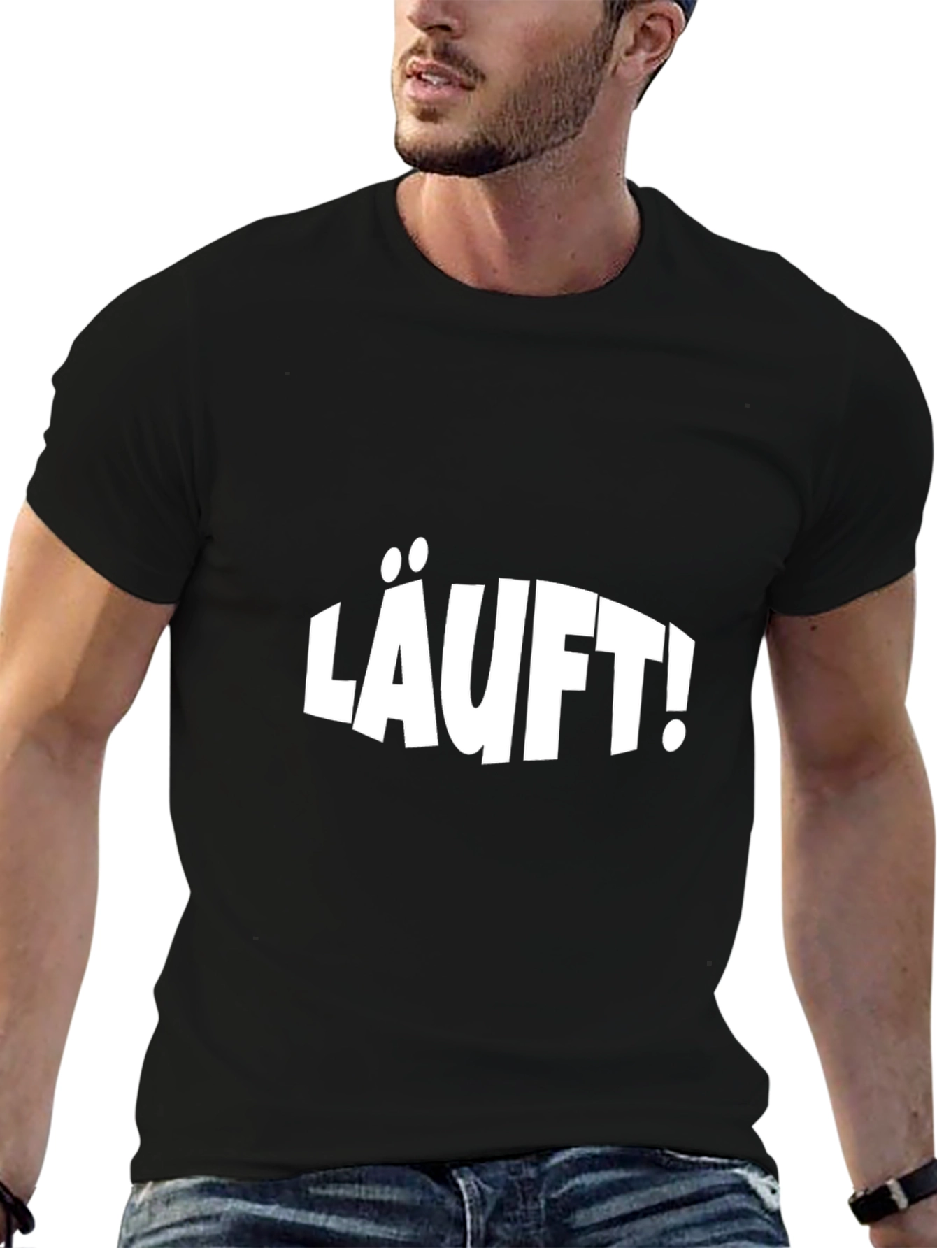 LÄUFT! Black Graphic Tee - German Phrase