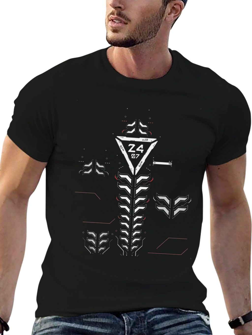 Futuristic Graphic Tee - Z4 07 Black T-Shirt