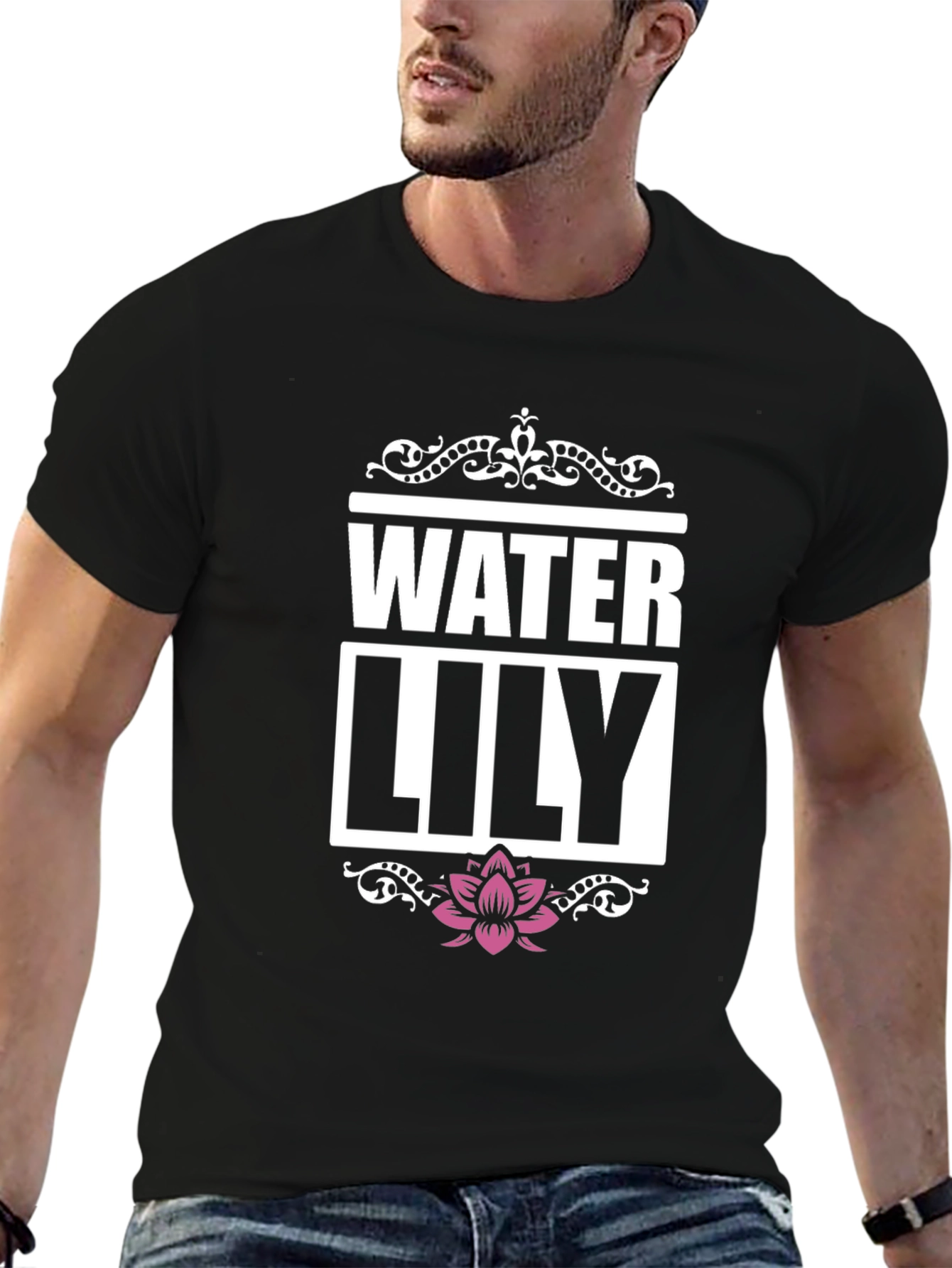 Water Lily Graphic Tee - Mens Black T-Shirt