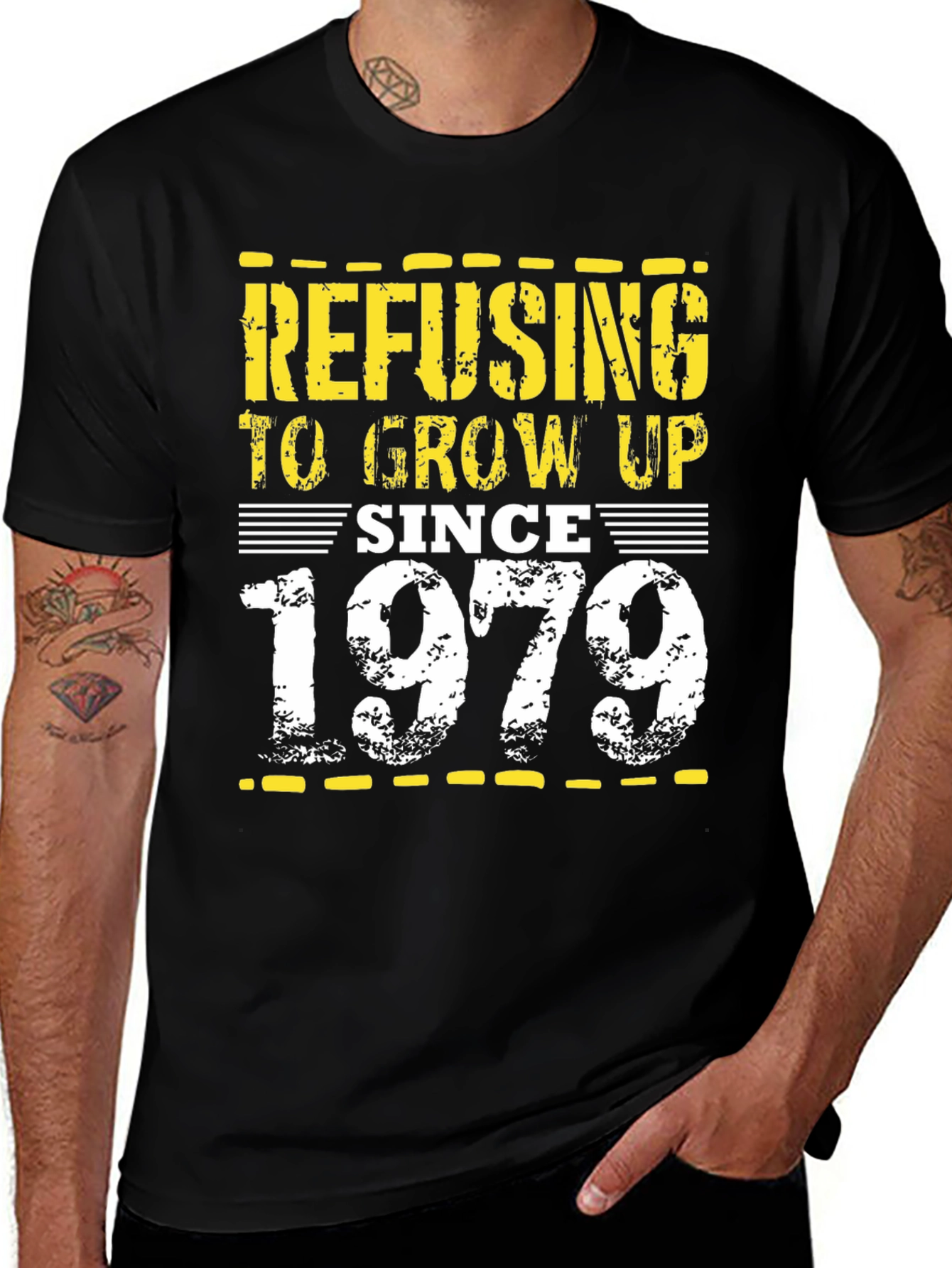 Refusing To Grow Up Since 1979 Black Tee