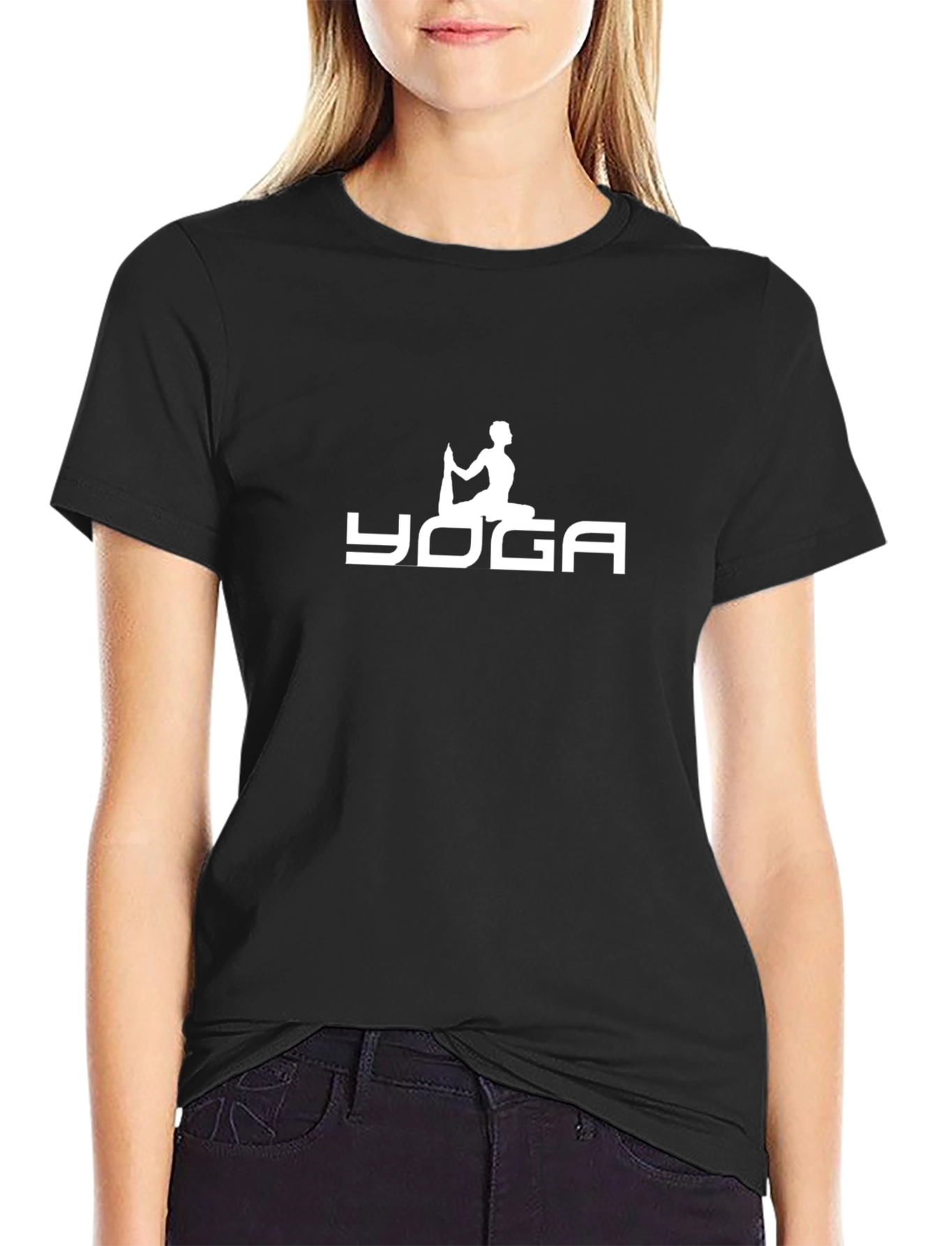 Yoga Pose Graphic Black T-Shirt