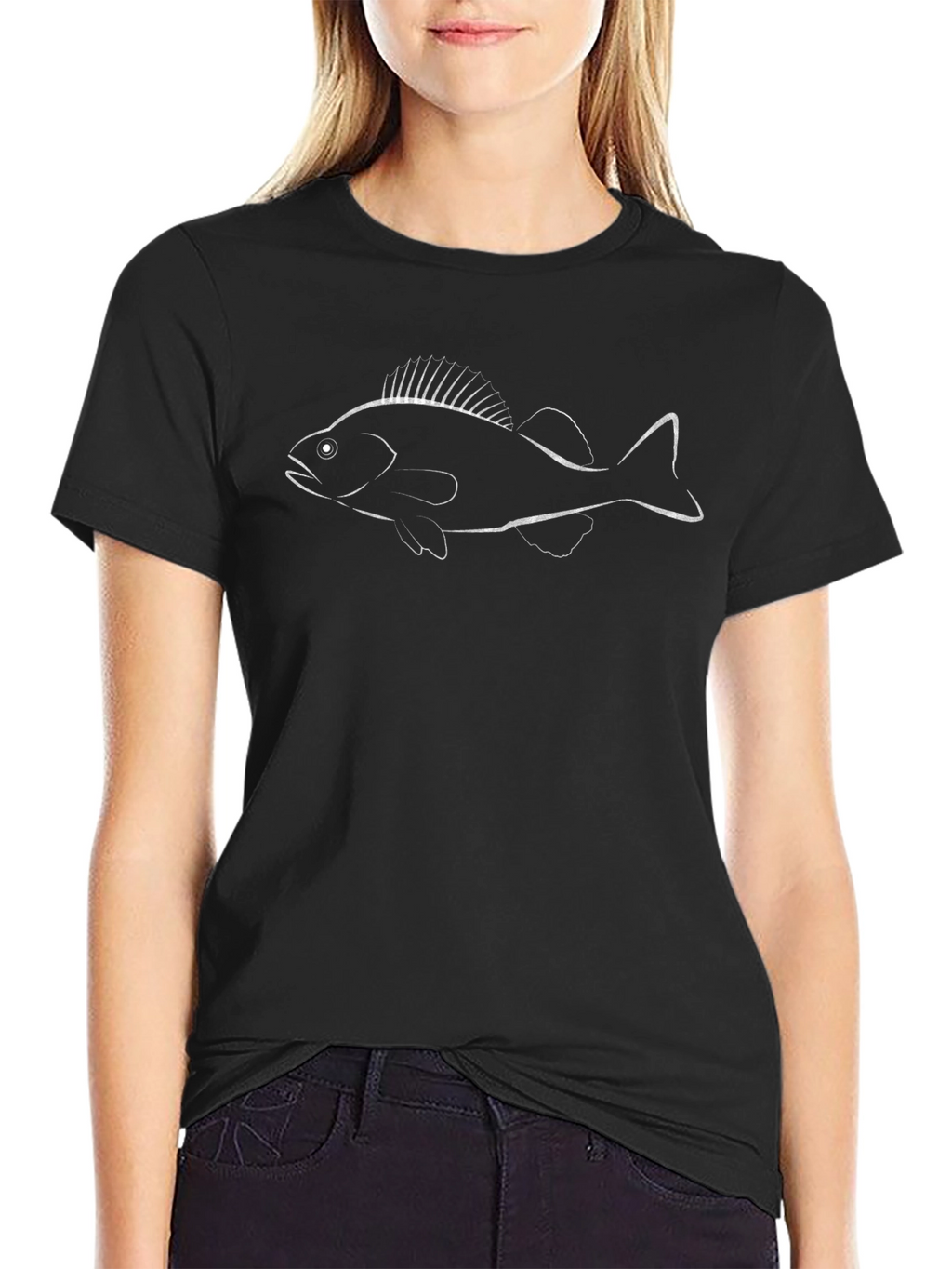 Mens Black T-Shirt with Fish Graphic