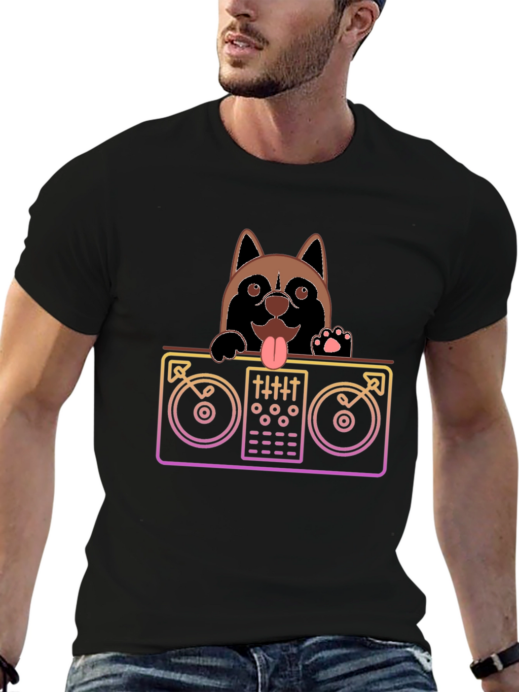 DJ Dog Black T-Shirt - Mix Master Pup