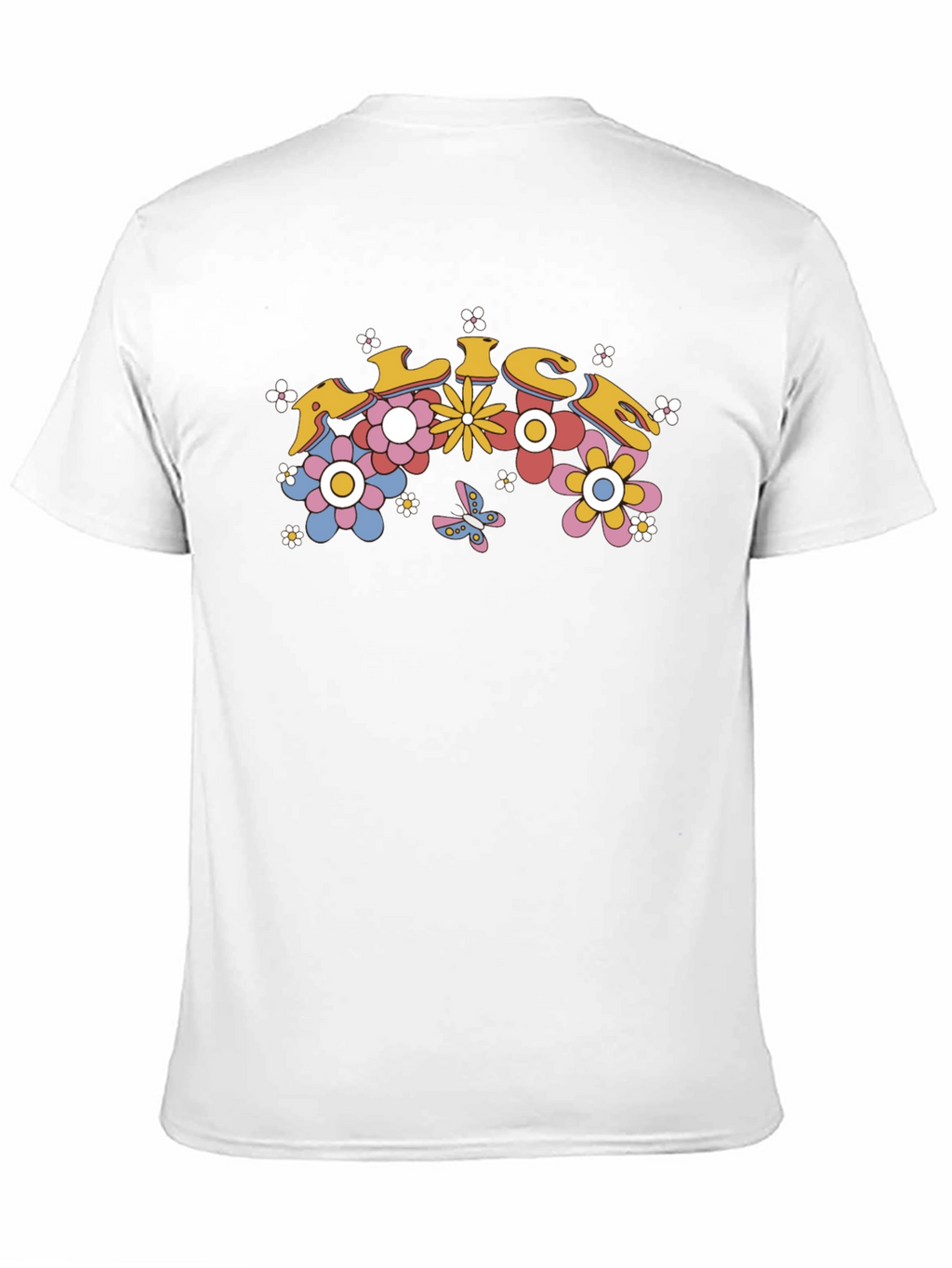 Retro Floral Graphic Tee - Black Cotton T-Shirt