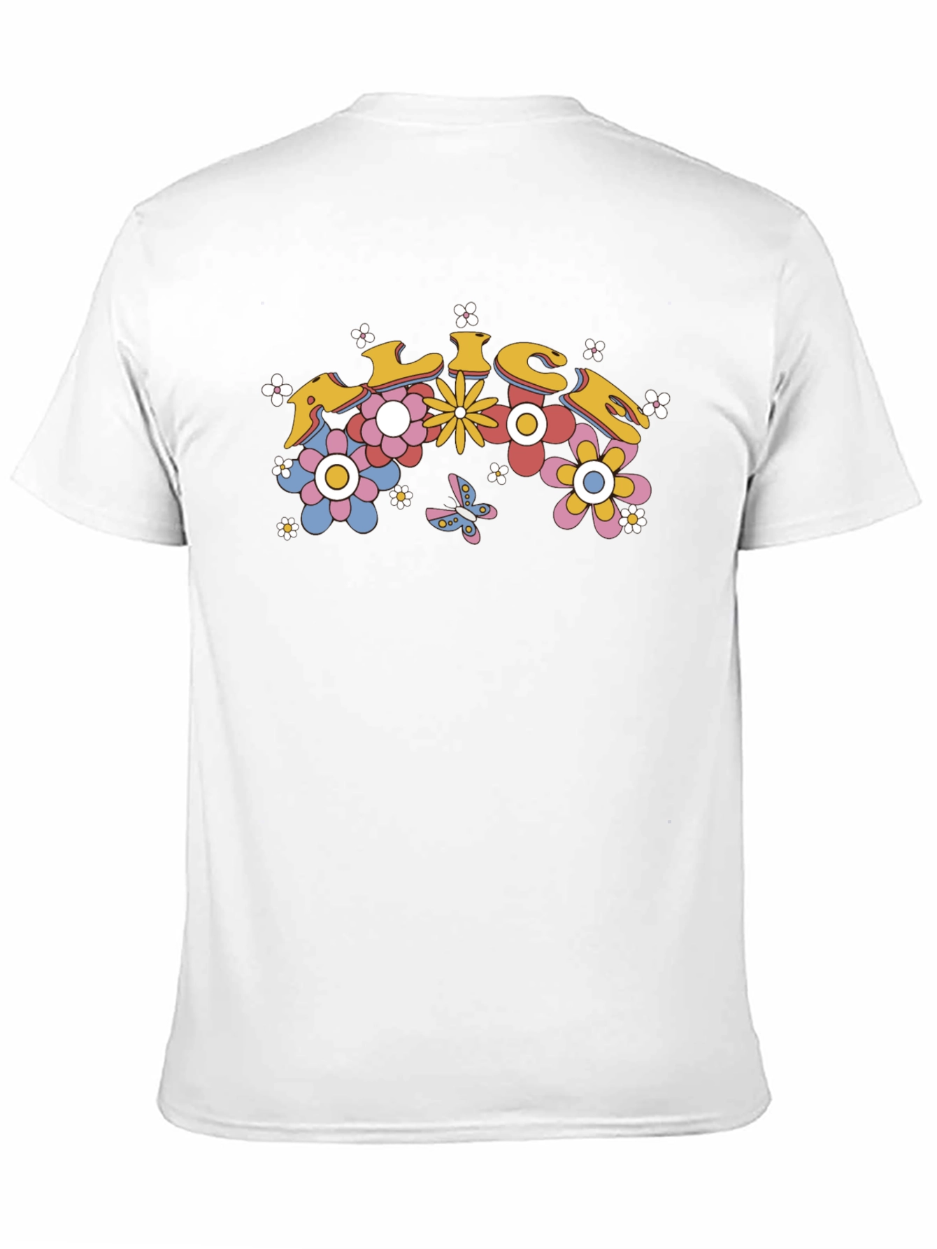 Retro Floral Graphic Tee - Black Cotton T-Shirt