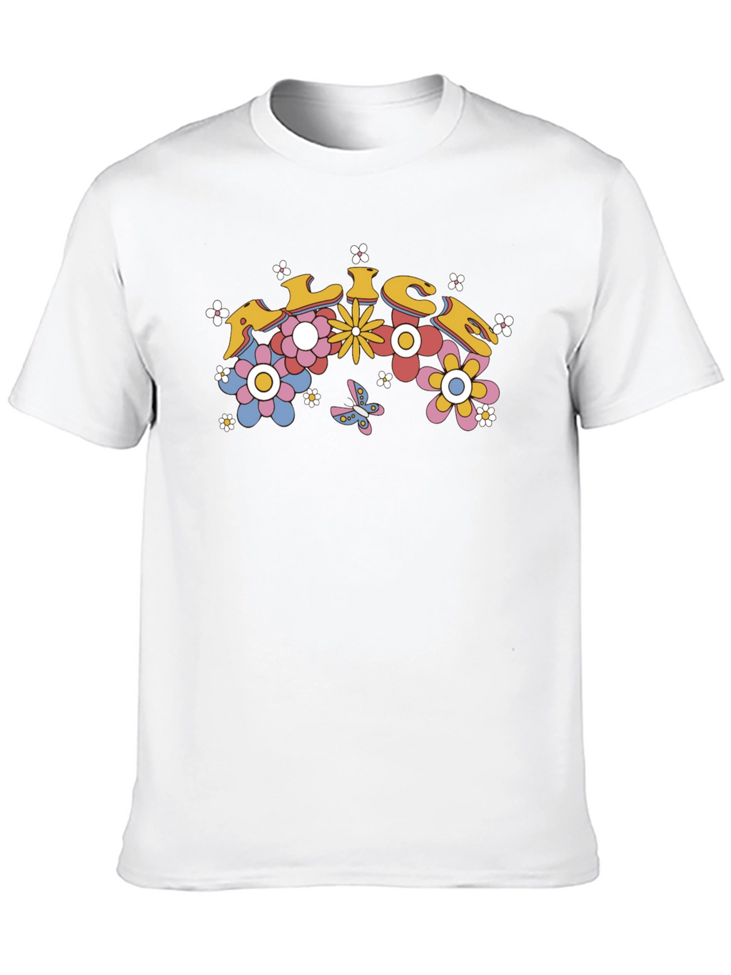 Retro Floral Graphic Tee - Black Cotton T-Shirt