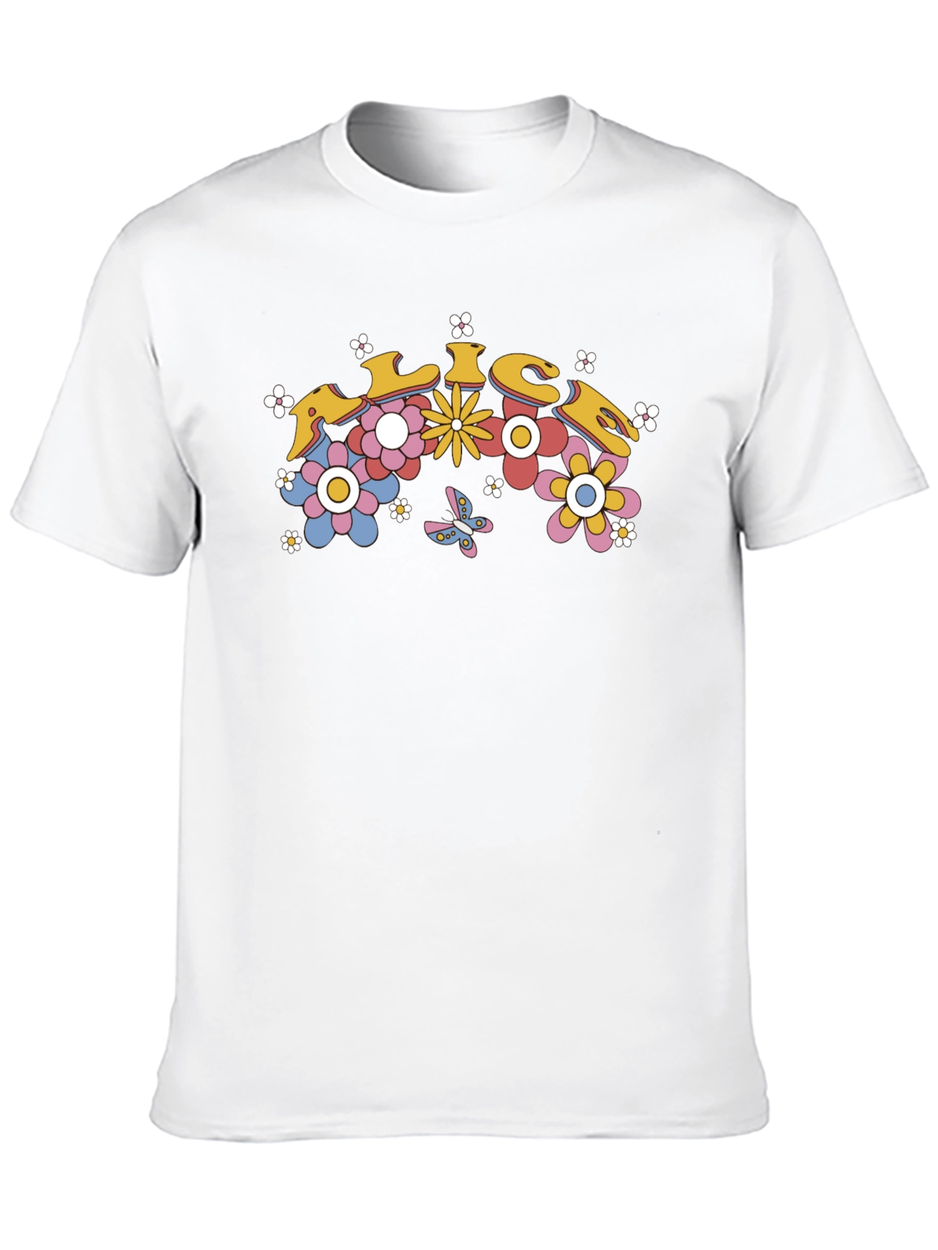 Retro Floral Graphic Tee - Black Cotton T-Shirt
