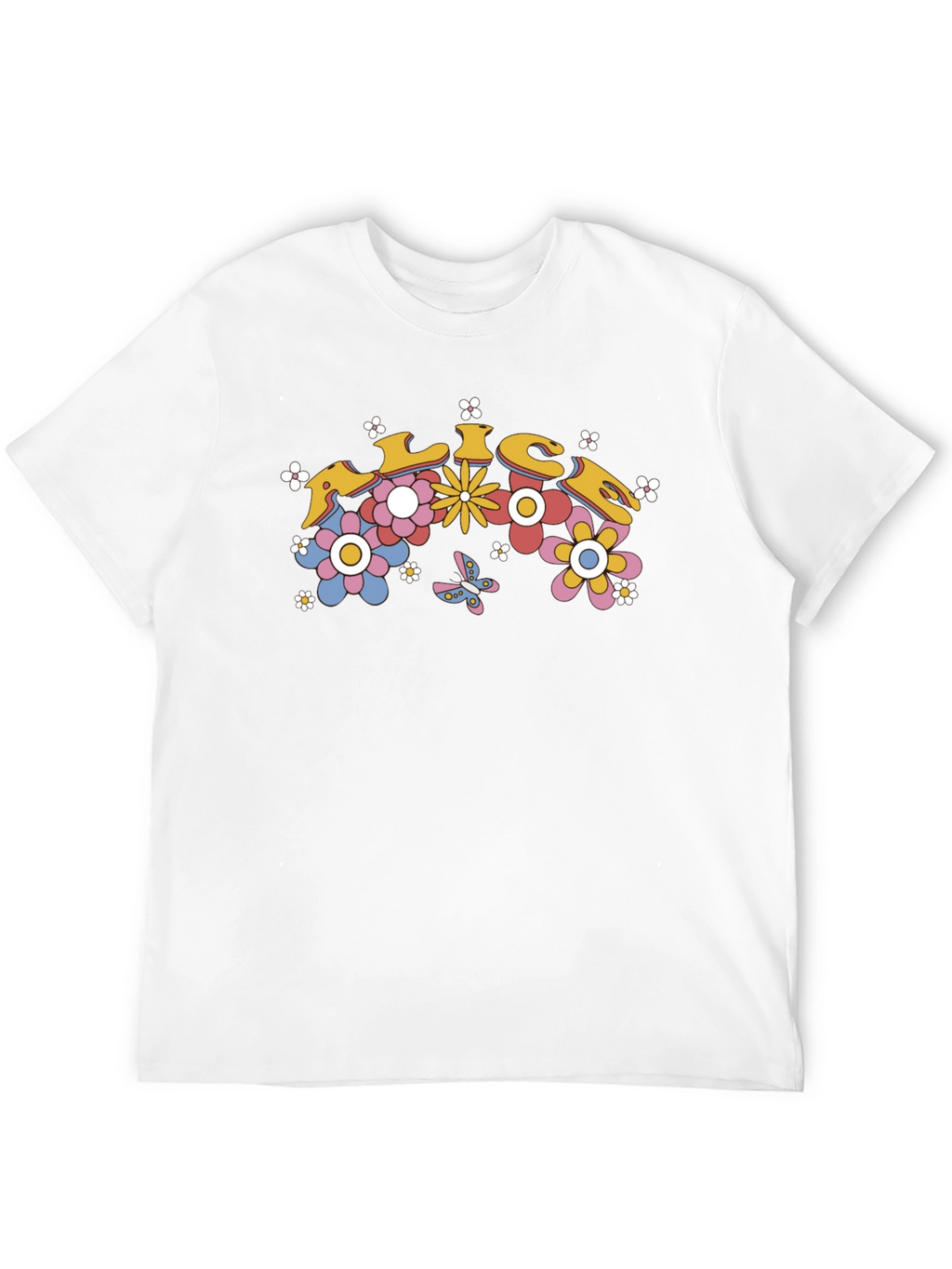 Retro Floral Graphic Tee - Black Cotton T-Shirt