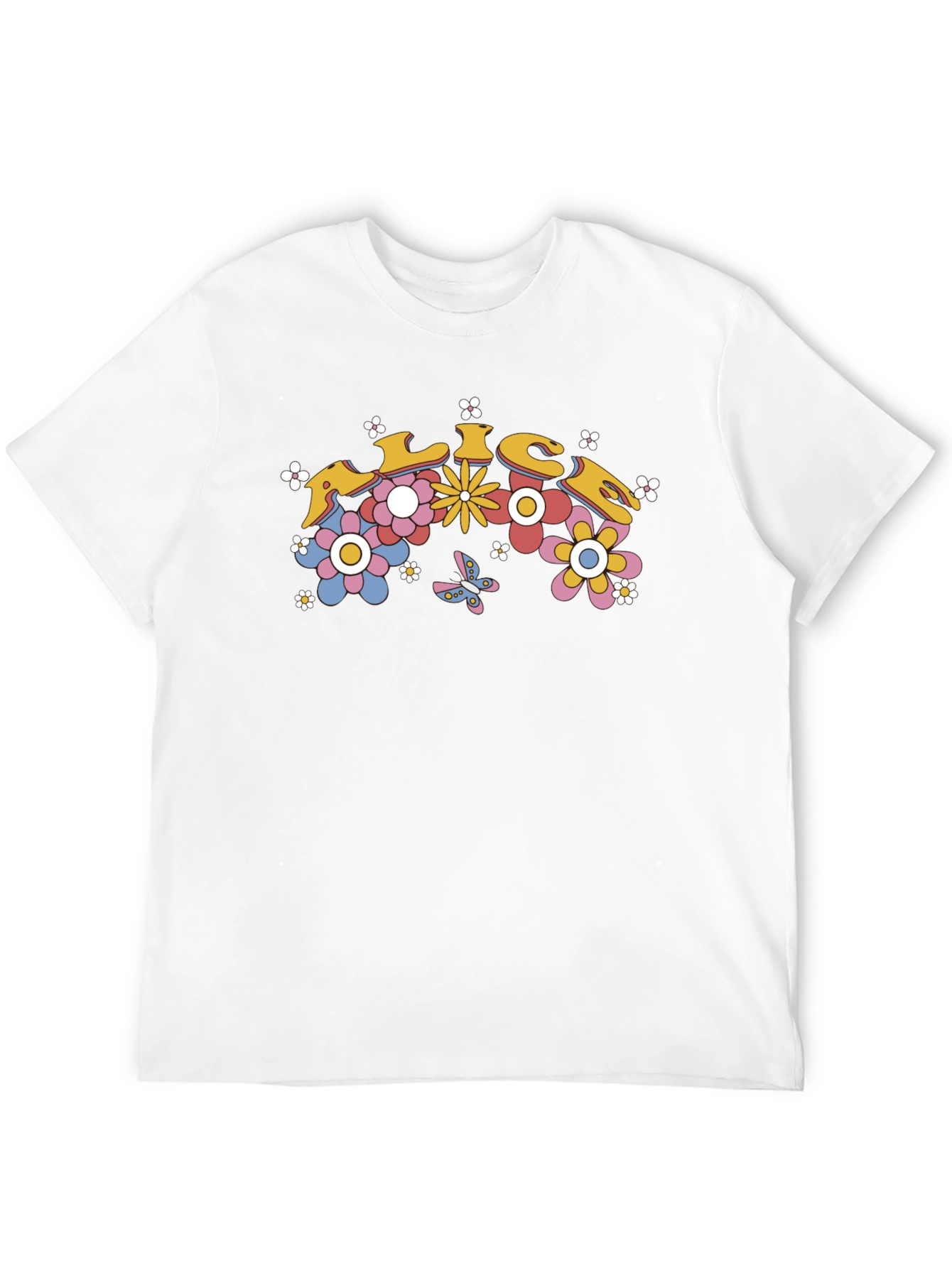 Retro Floral Graphic Tee - Black Cotton T-Shirt