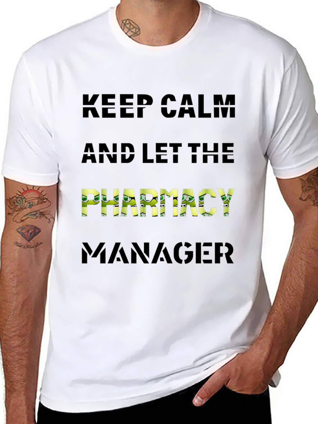 Keep Calm Pharmacy Manager Black T-Shirt