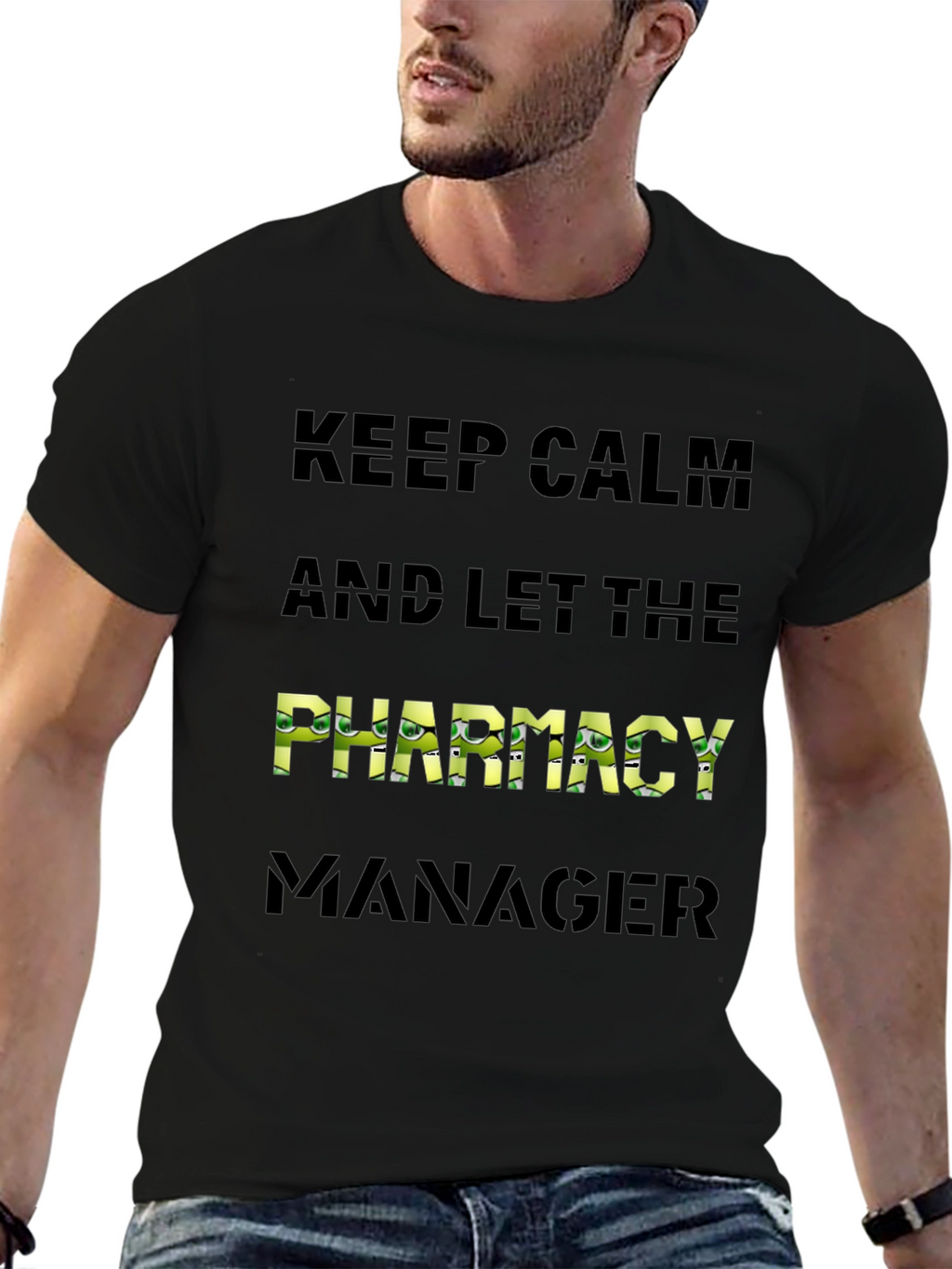 Keep Calm Pharmacy Manager Black T-Shirt