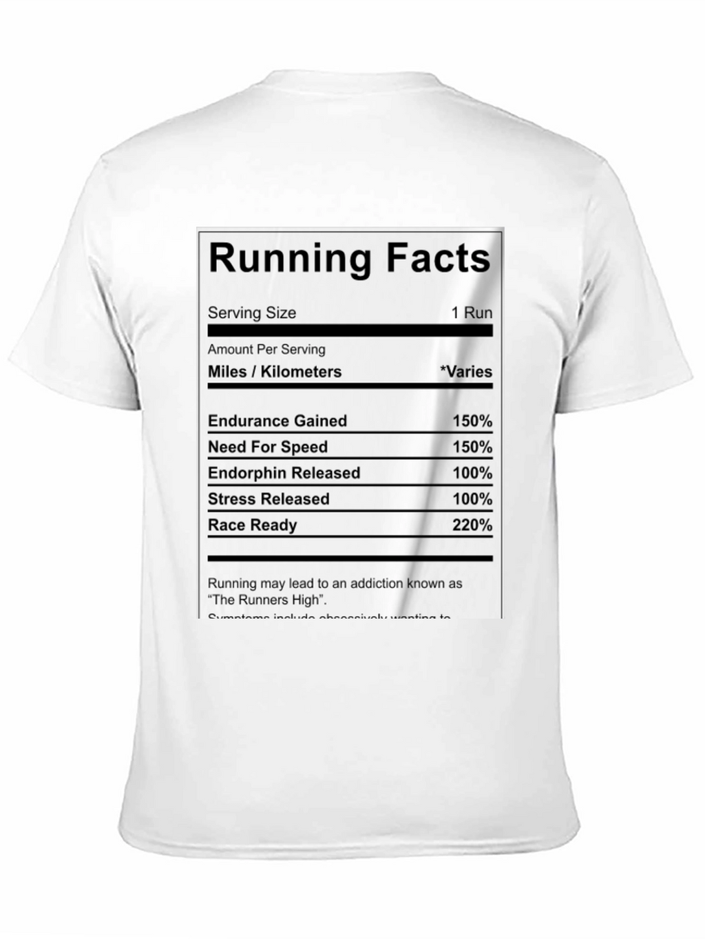 Running Facts Nutrition Label Black T-Shirt