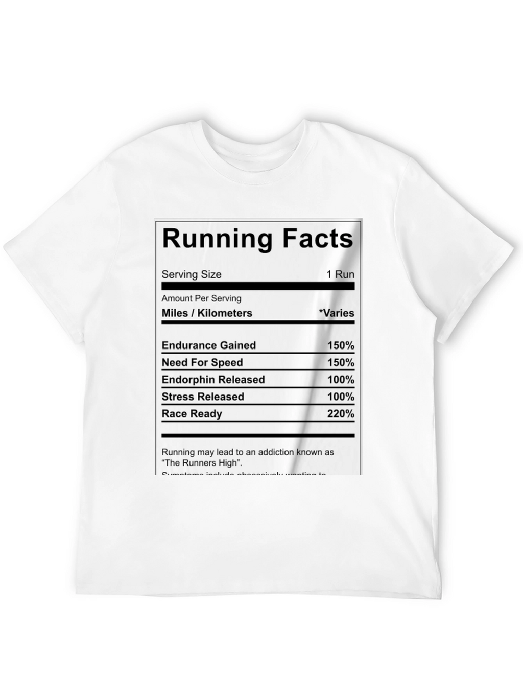 Running Facts Nutrition Label Black T-Shirt