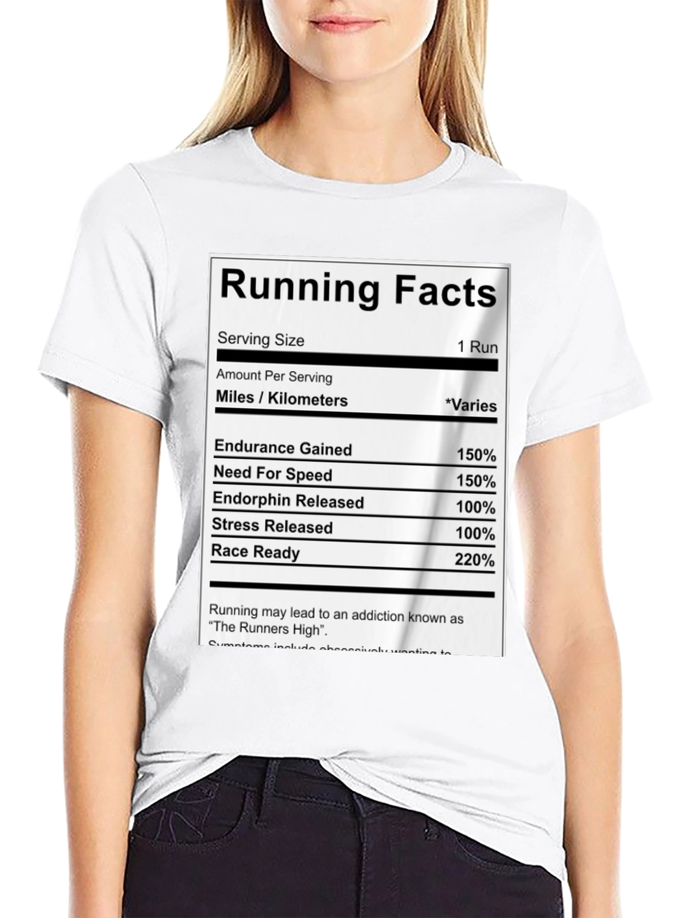 Running Facts Nutrition Label Black T-Shirt