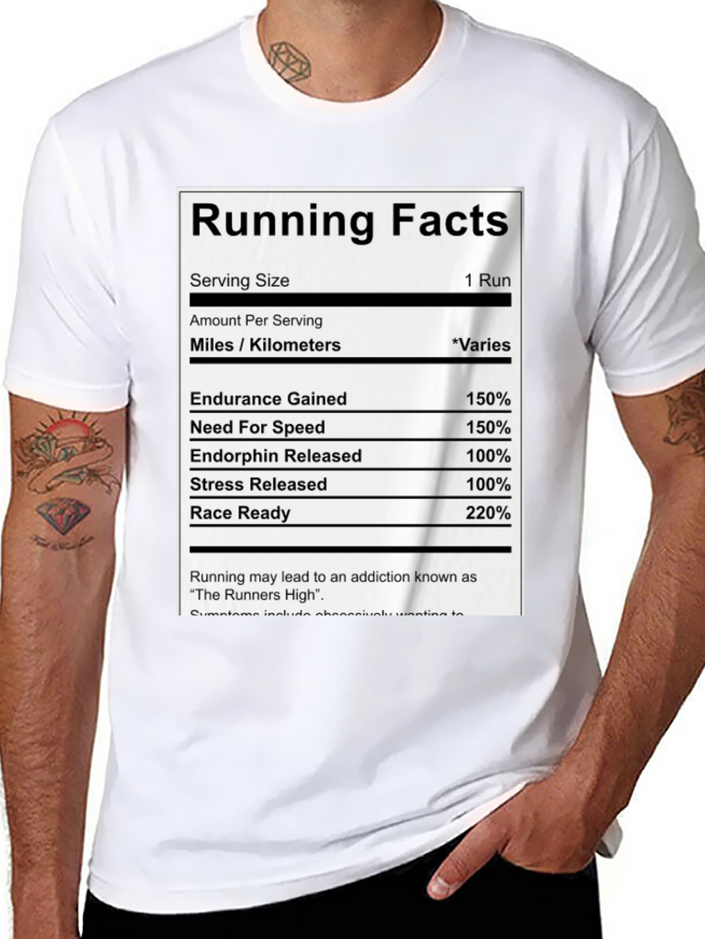 Running Facts Nutrition Label Black T-Shirt