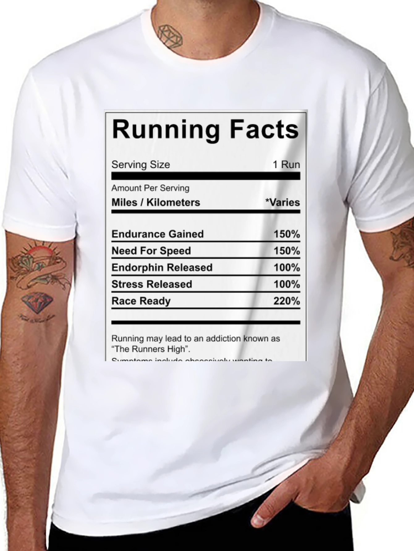 Running Facts Nutrition Label Black T-Shirt