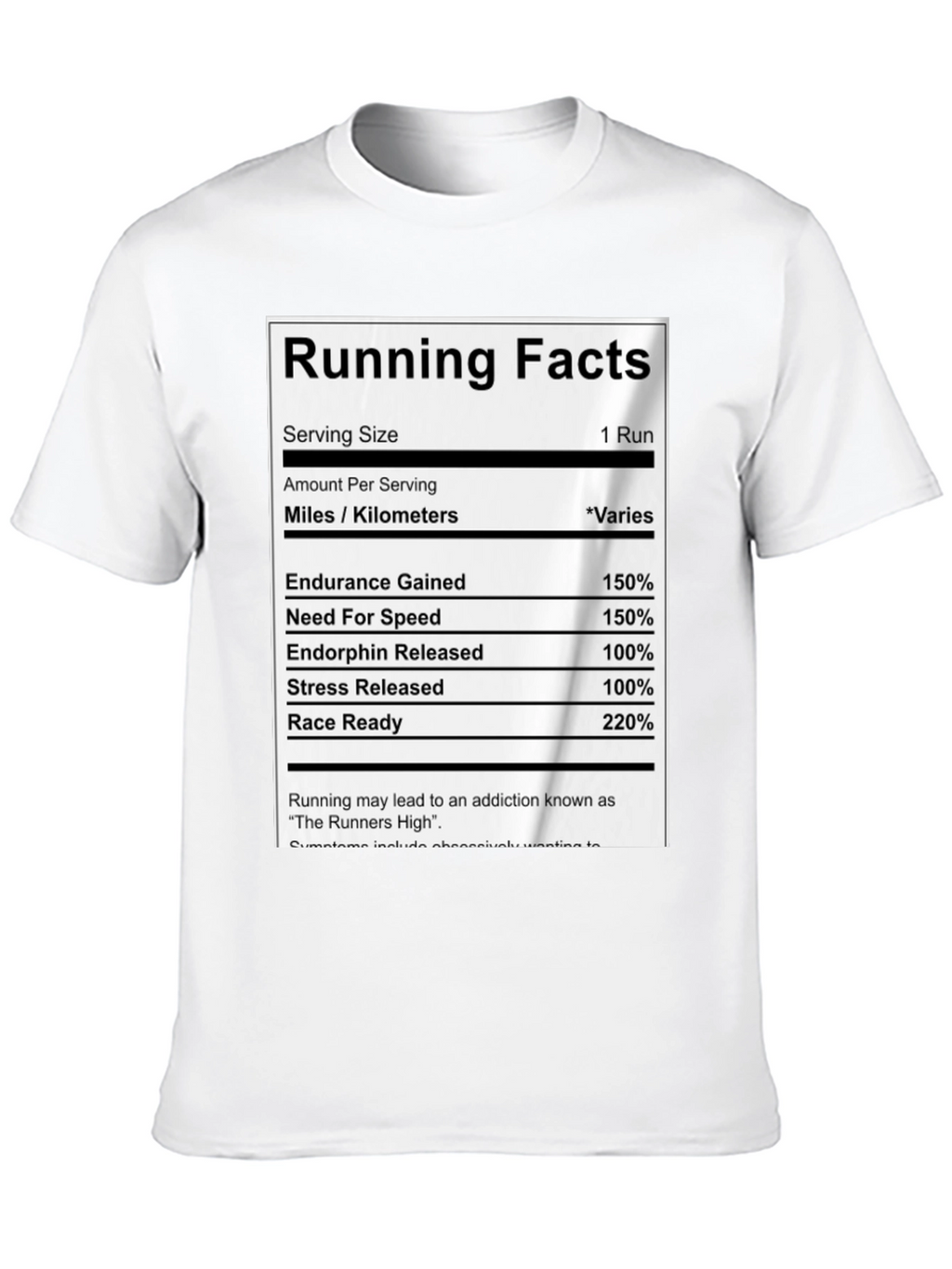 Running Facts Nutrition Label Black T-Shirt