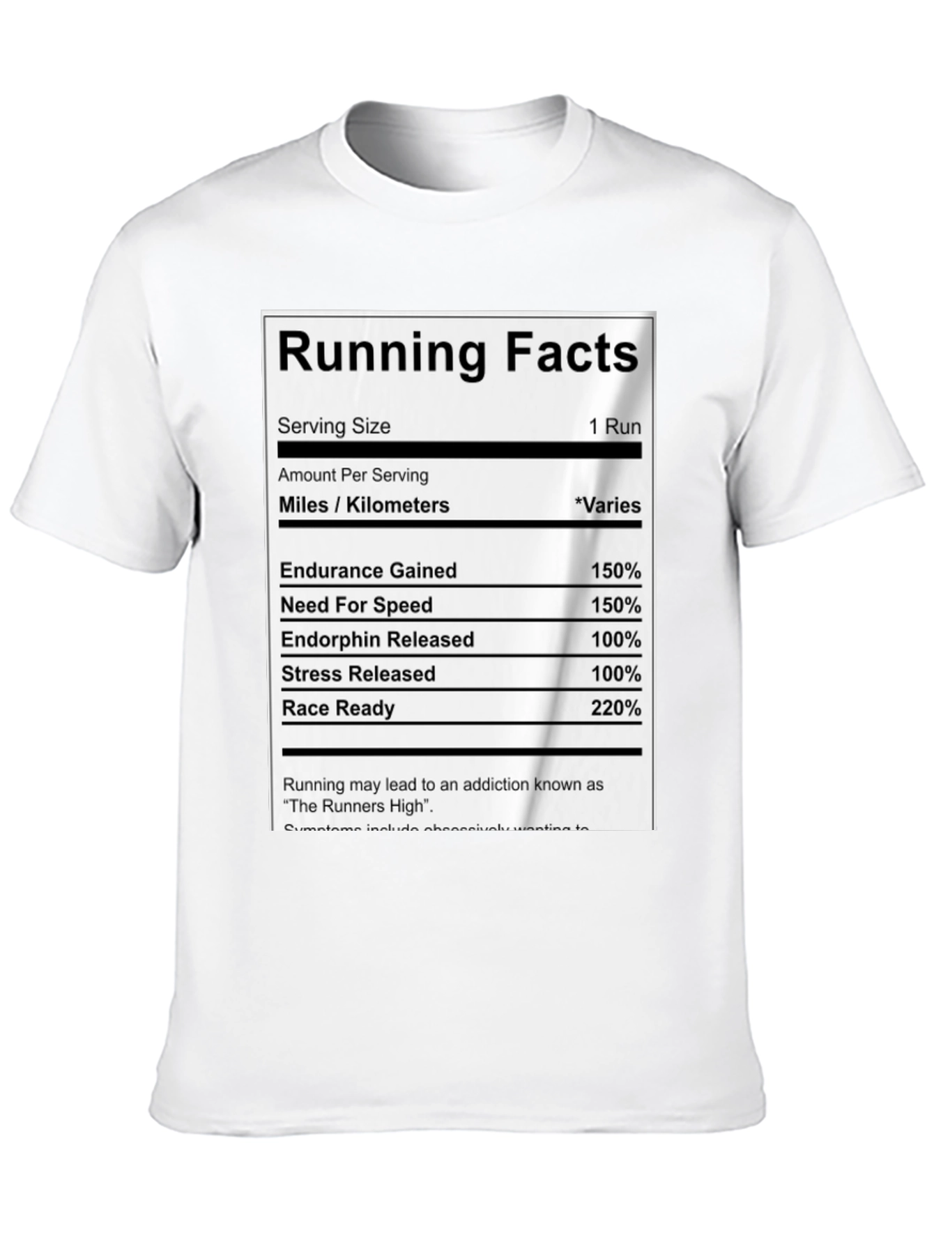 Running Facts Nutrition Label Black T-Shirt