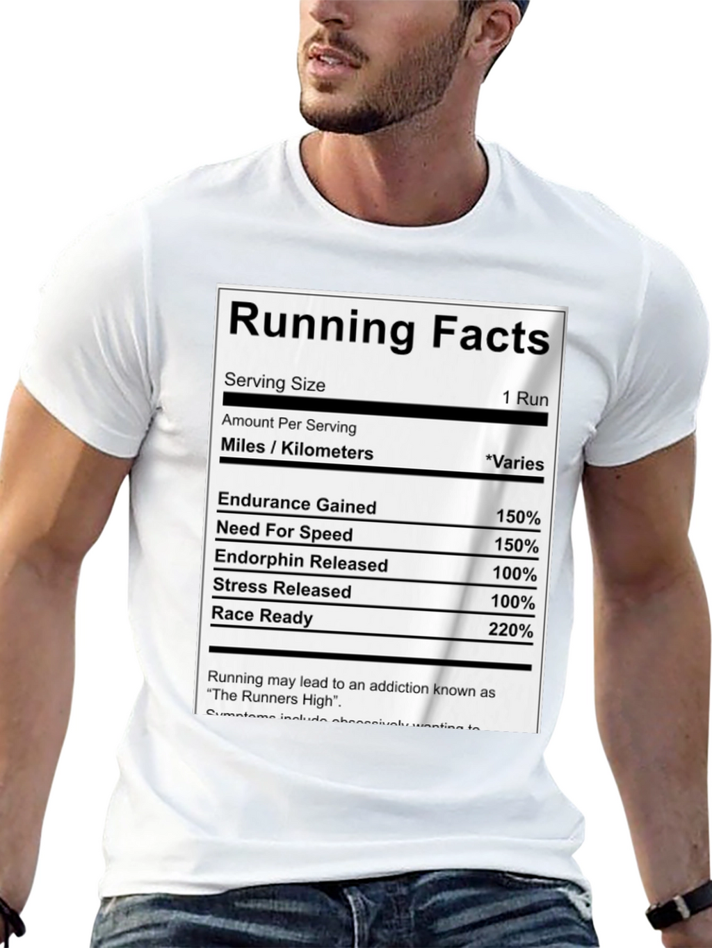 Running Facts Nutrition Label Black T-Shirt