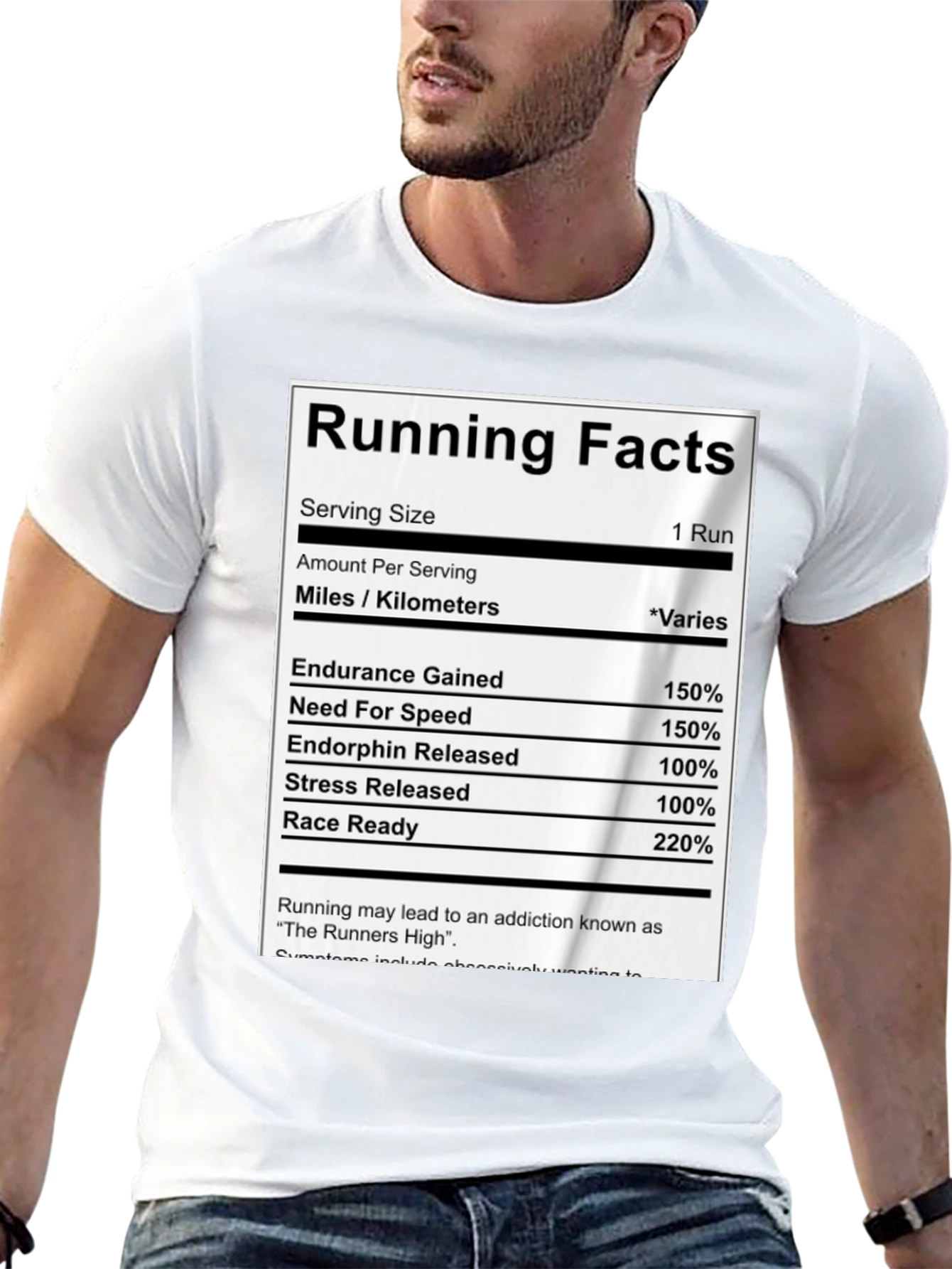 Running Facts Nutrition Label Black T-Shirt