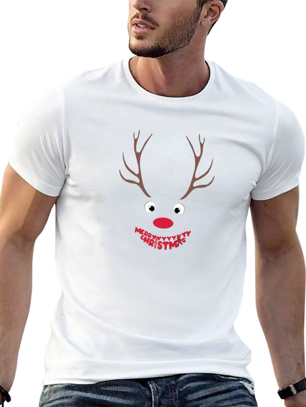 Festive Reindeer Christmas T-Shirt - Holiday Apparel