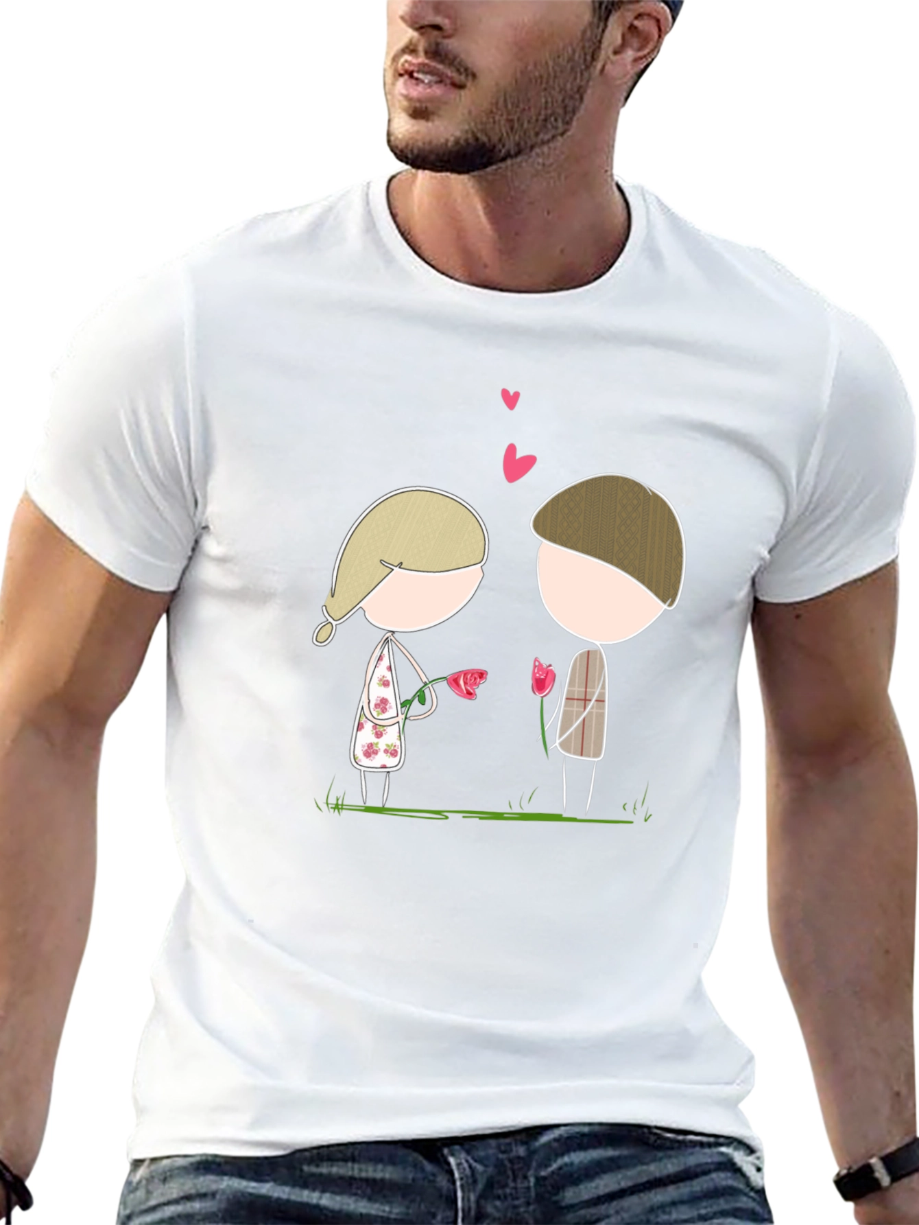 Cute Couple Cartoon Graphic Tee
