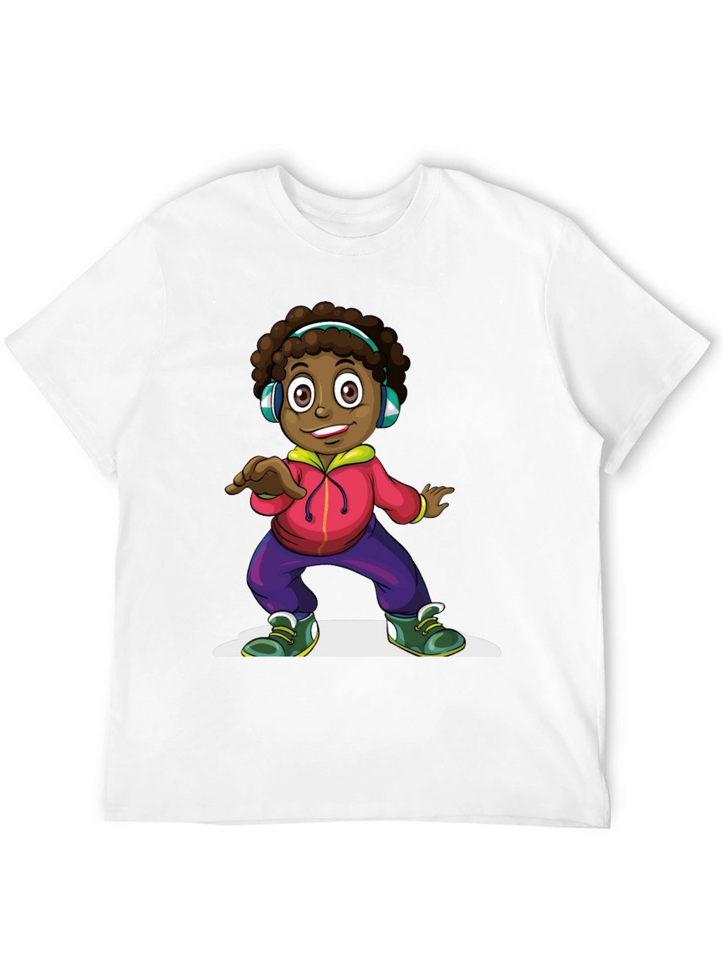 Cartoon Kid Dancing Black T-Shirt