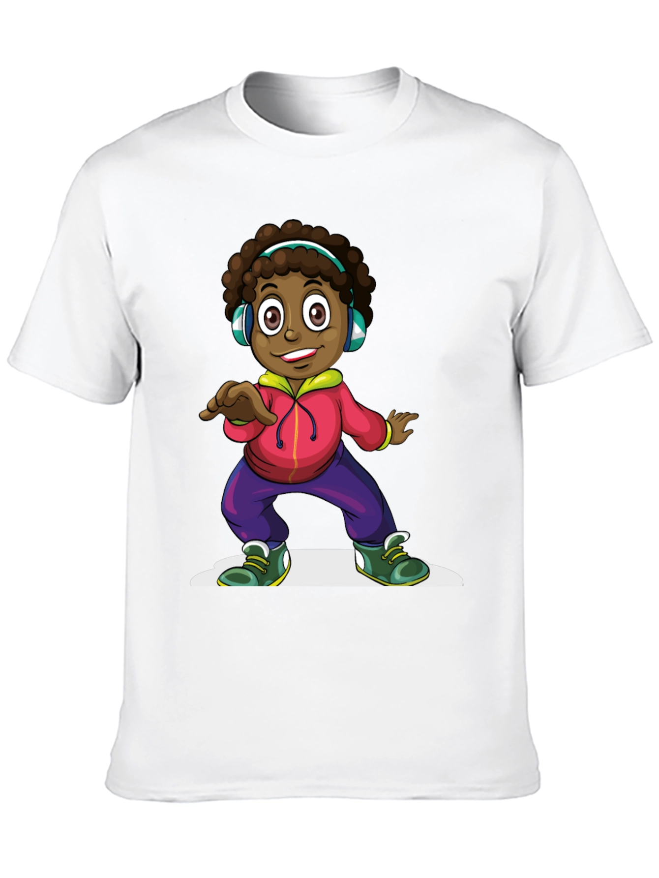 Cartoon Kid Dancing Black T-Shirt