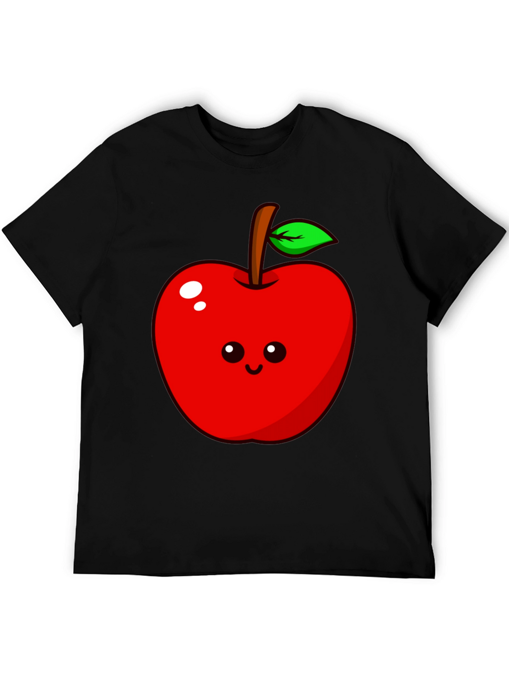 Cute Apple Graphic Tee - Black Cotton T-Shirt