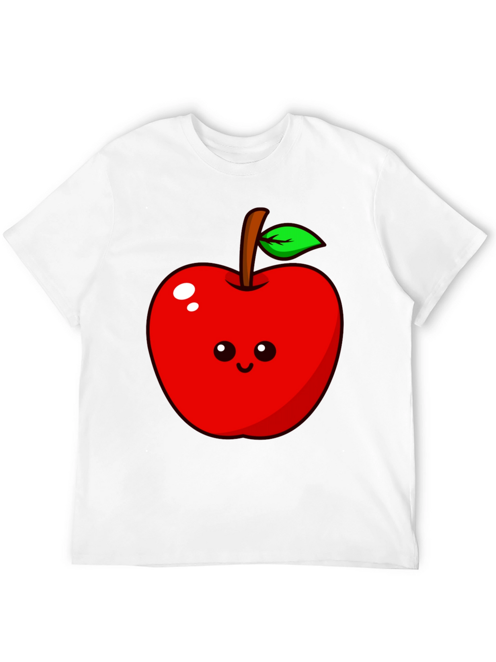 Cute Apple Graphic Tee - Black Cotton T-Shirt