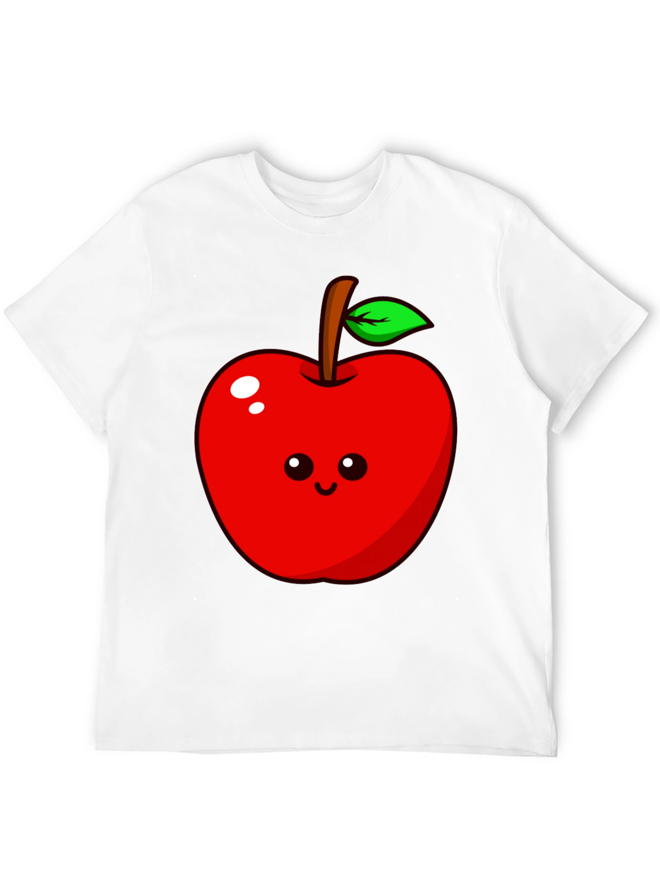 Cute Apple Graphic Tee - Black Cotton T-Shirt