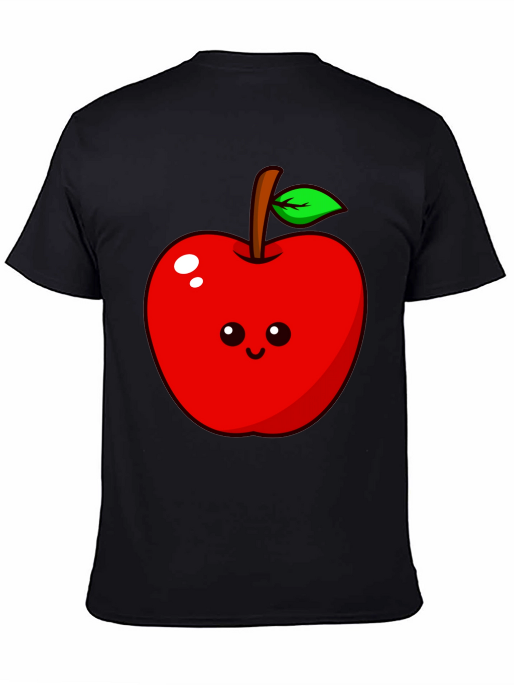 Cute Apple Graphic Tee - Black Cotton T-Shirt